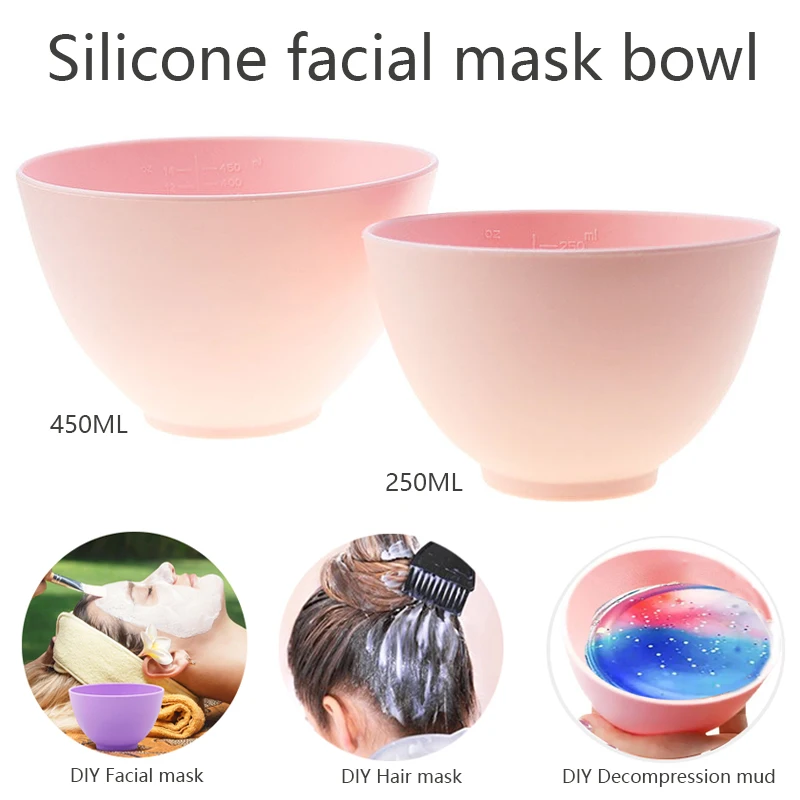 1PC 250ML/450ML Silicone Facial Mask Bowl DIY Mix Facial Mask Bowl Easy To Clean Wear-resistant And Anti Fall Beauty Care Tool
