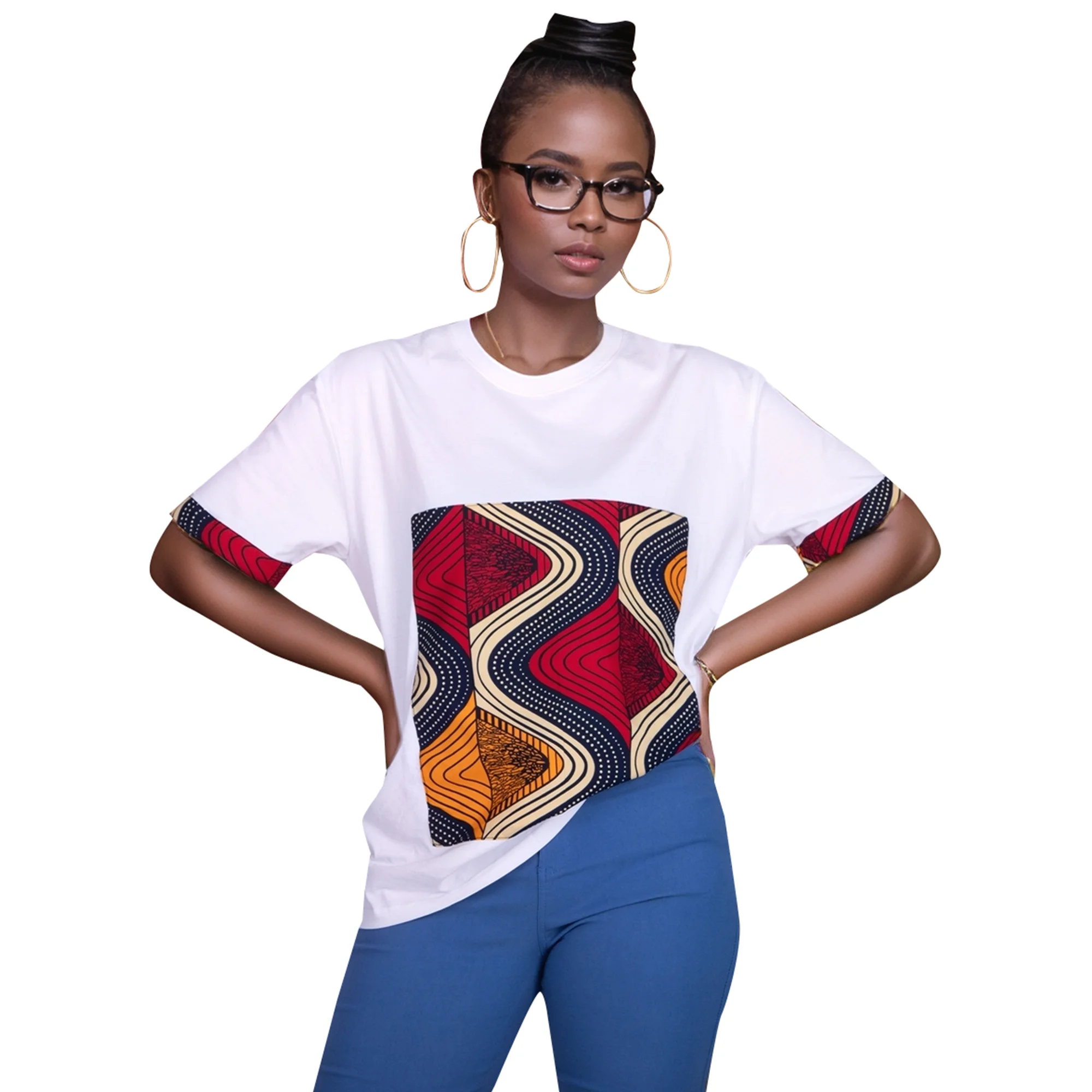 

Dashiki African Men and Women Clothes Bazin Riche Patchwork T-Shirts Clothing Custom Print Shirt for Men WYN2100