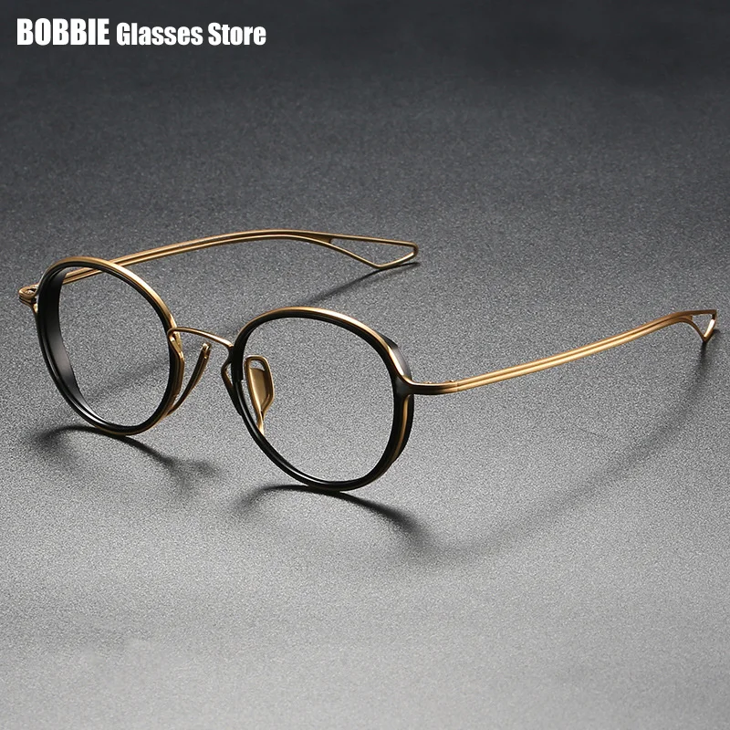 Pure Titanium Glasses Frame Women's Fashion Retro Oval Large Frames Myopia Eyeglasses Men Eyewear Prescription Spectacles DTX100