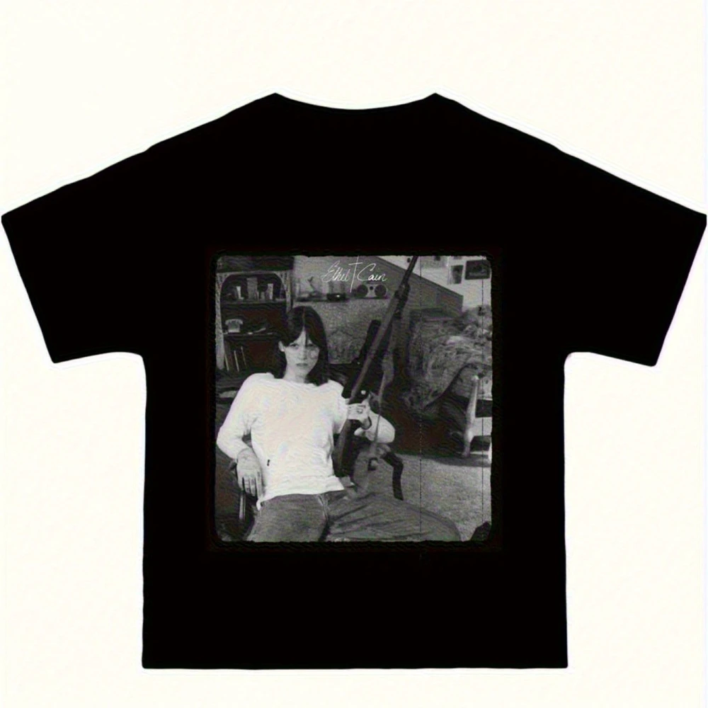 Ethel Cain Gothic Heavyweight T-Shirt Men's Vintage Industrial Graphic Tee Featuring Rifle Portrait Missionary's Daughter Design