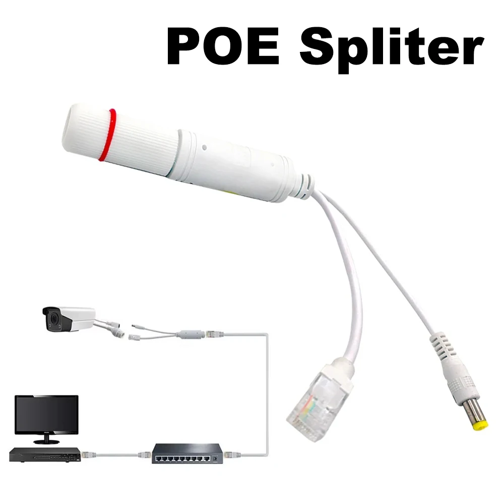 POE Spliter 48 فولت إلى 12 فولت مقاوم للماء فيديو كابل محول الطاقة وحدة إمداد حاقن موسع لنظام التحكم في الوصول كاميرا IP #1