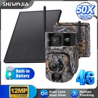 SHIWOJIA 4G Solar Camera 12MP 50X ZOOM Optical Outdoor Camouflage Security Camera Wireless 360° Surveillance No Blind Spots
