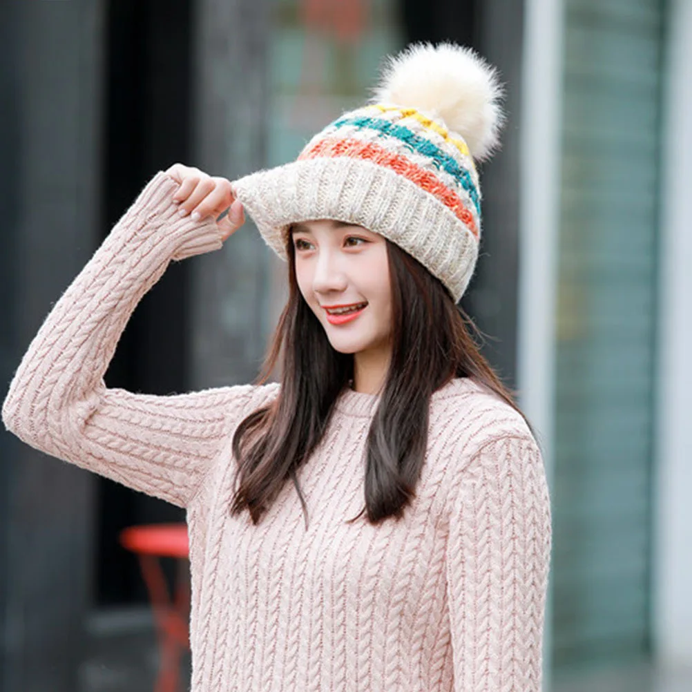 

Beige Women'S Knit Hat Ribbed Winter Beanie For Warm Outdoor Indoor Use Anniversary Birthday Gift Knit Cap