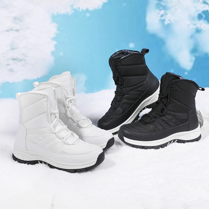 

New Snow Boots for Men Warm Thick Waterproof Winter Work Shoes for Couples Thick Soled Hiking and Mountaineering Shoes for Women