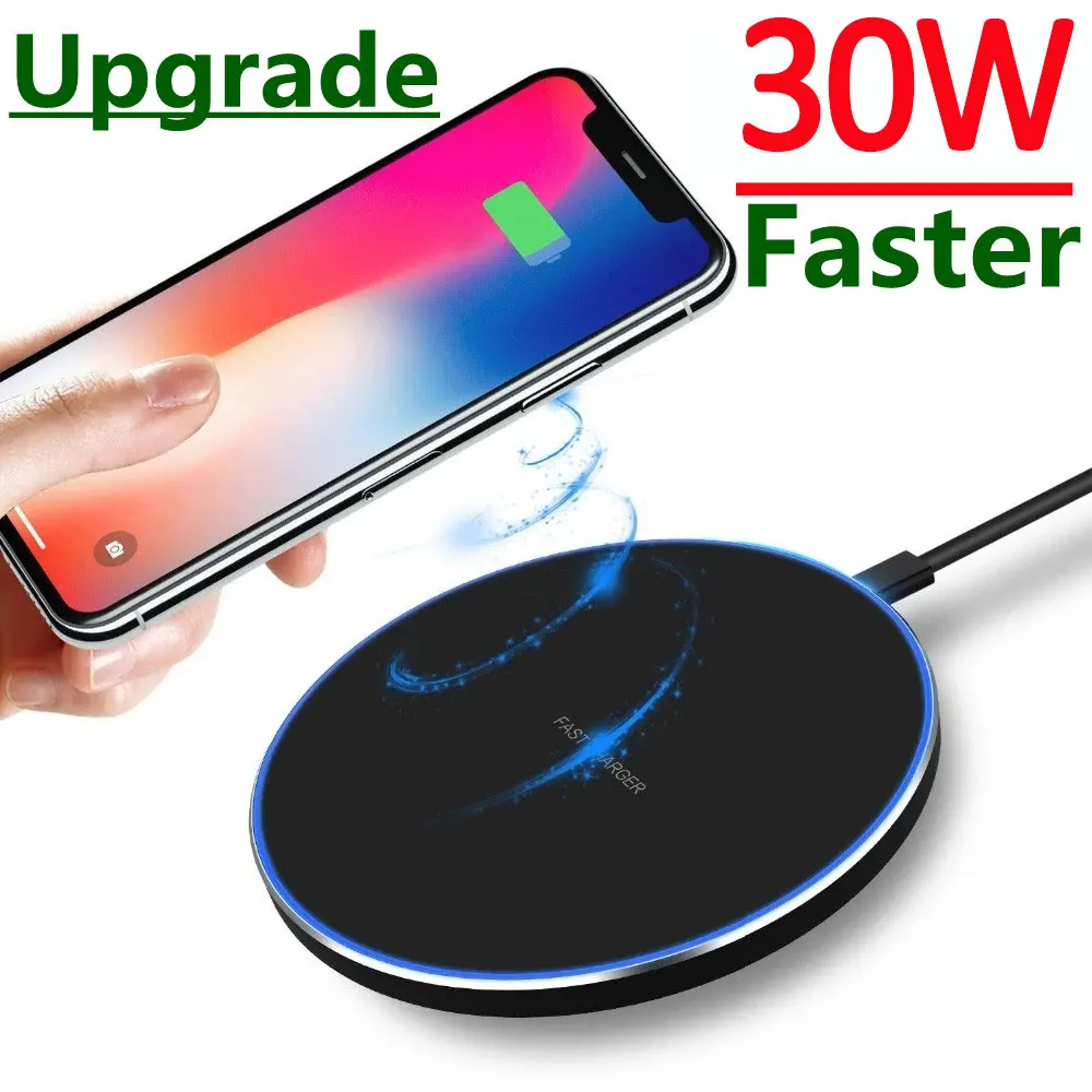 30W Wireless Charger Pad Stand For iPhone 14 13 12 11 Pro X XS Max XR Samsung S21 S20 Fast Charging Dock Station Phone Chargers