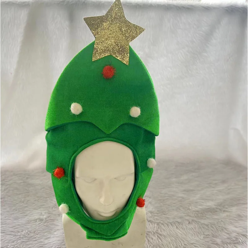 Hot Selling Christmas Tree Hat Halloween Party Dress Christmas Tree Flannelette Hat Christmas Green Cap Funny Hat