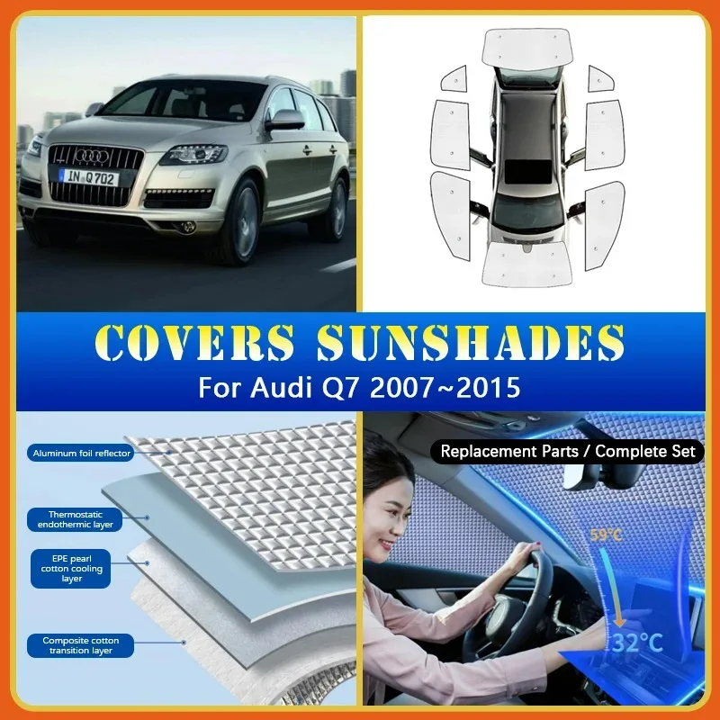 

Car Full Coverage Sunshades For Audi Q7 2007 ~ 2015 4L 2012 Sun Protector Pads Side Sunscreen Window Sunshade Covers Accessories