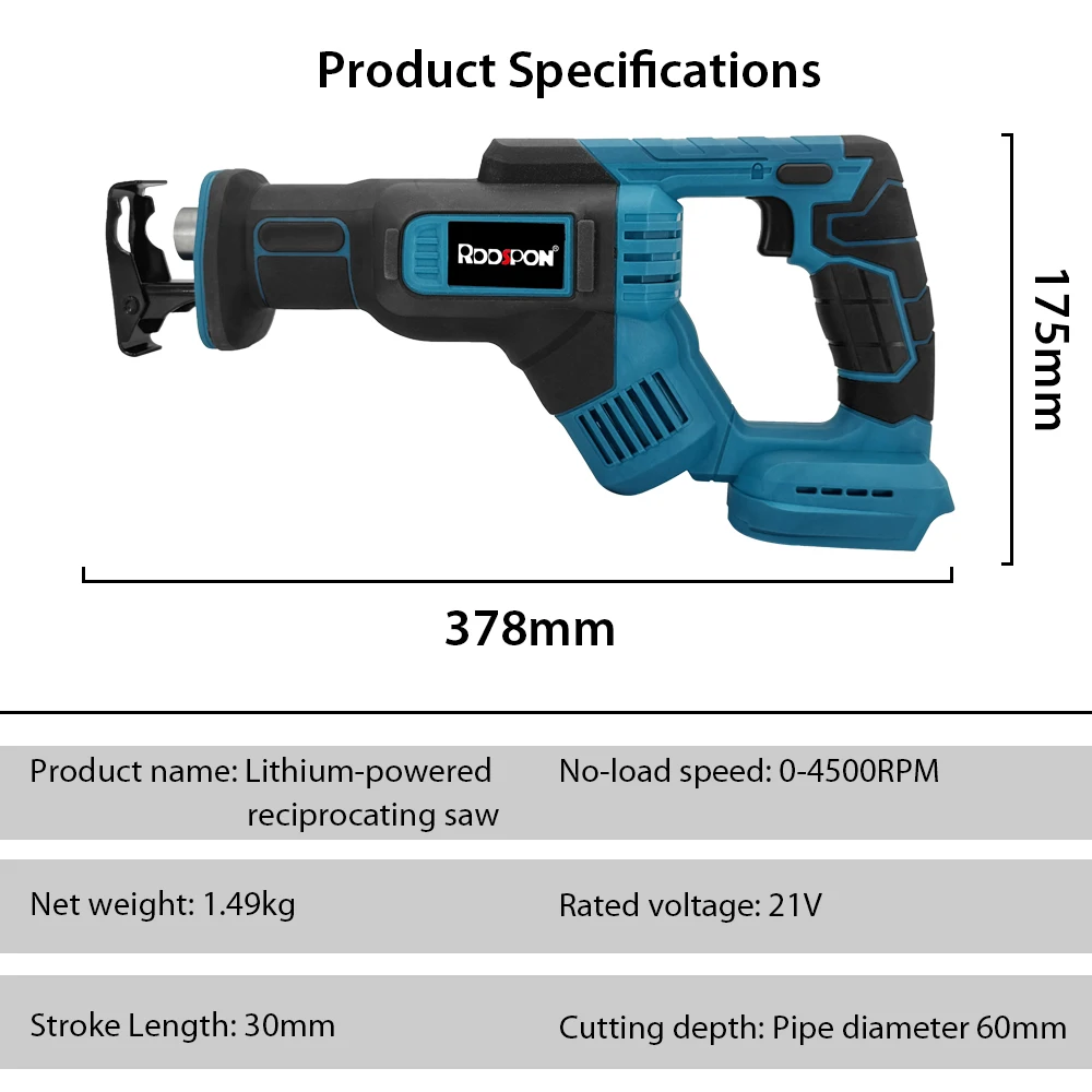 Cordless Reciprocating Saw With 4 Blades Electric Wood Metal PVC Pipe Cutting Saber Saw New Power Tool For Makita Battery