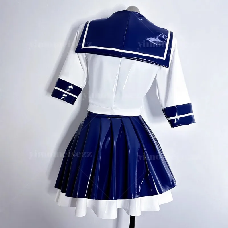 Customized JK Uniform Sailor Uniform Mid Sleeve Navy Collar Double Layer Color Blocked Pleated Skirt Role Cosplay Dress 054