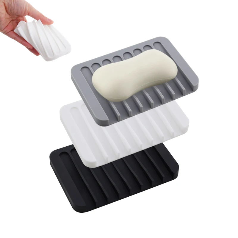 Silicone Soap Holder Creative Candy Color Kitchen Sponge Holder Soap Dish With Drain Water Bathroom Organizer Gadgets For Home