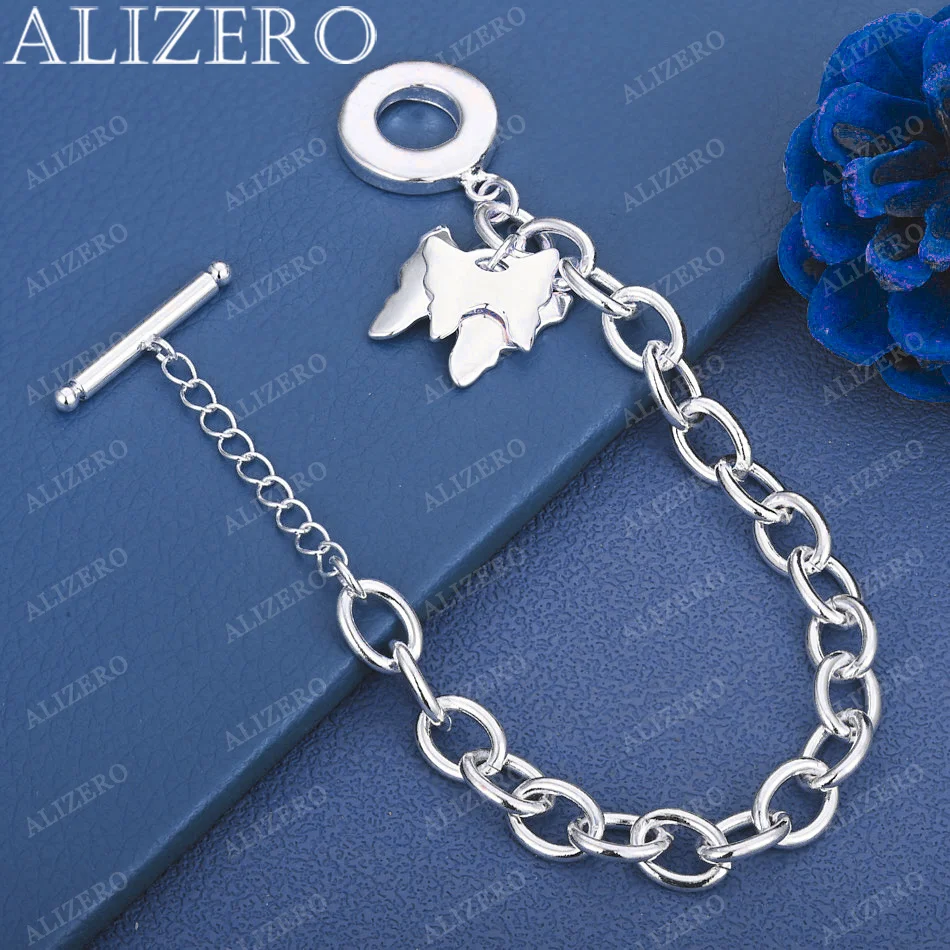 

ALIZERO 925 Sterling Silver Bracelet Double Butterflys Charms Bracelets For Woman Fashion Fine Jewelry Gifts OT Buckle Chain