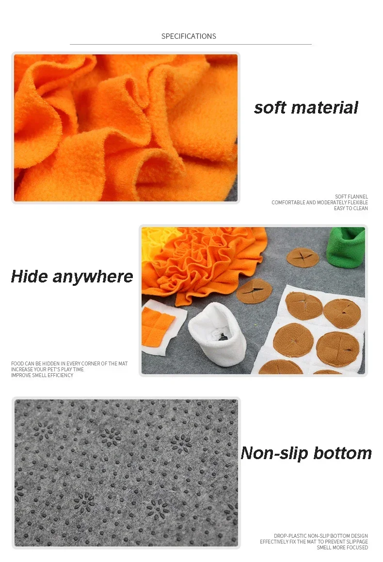 Manufacturer wholesale feeding washable portable orange pet dog snuffle mat non slip