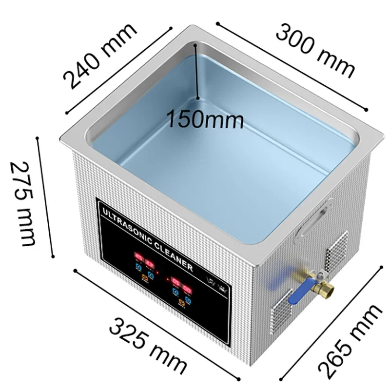 Ultrasonic Cleaner 10L 300*240*150mm Washing Machine Ultrasound Home Appliance With Drainage Pipe