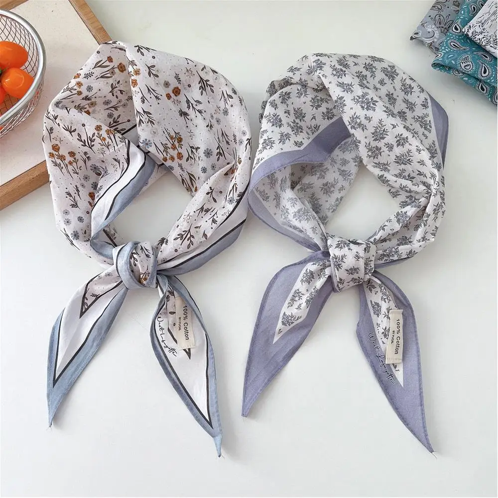 

Women Neckerchief Sweet Polka Dot Flower Triangle Ribbon Headscarf For Women Neck Scarf Headband Thin Female Handkerchief