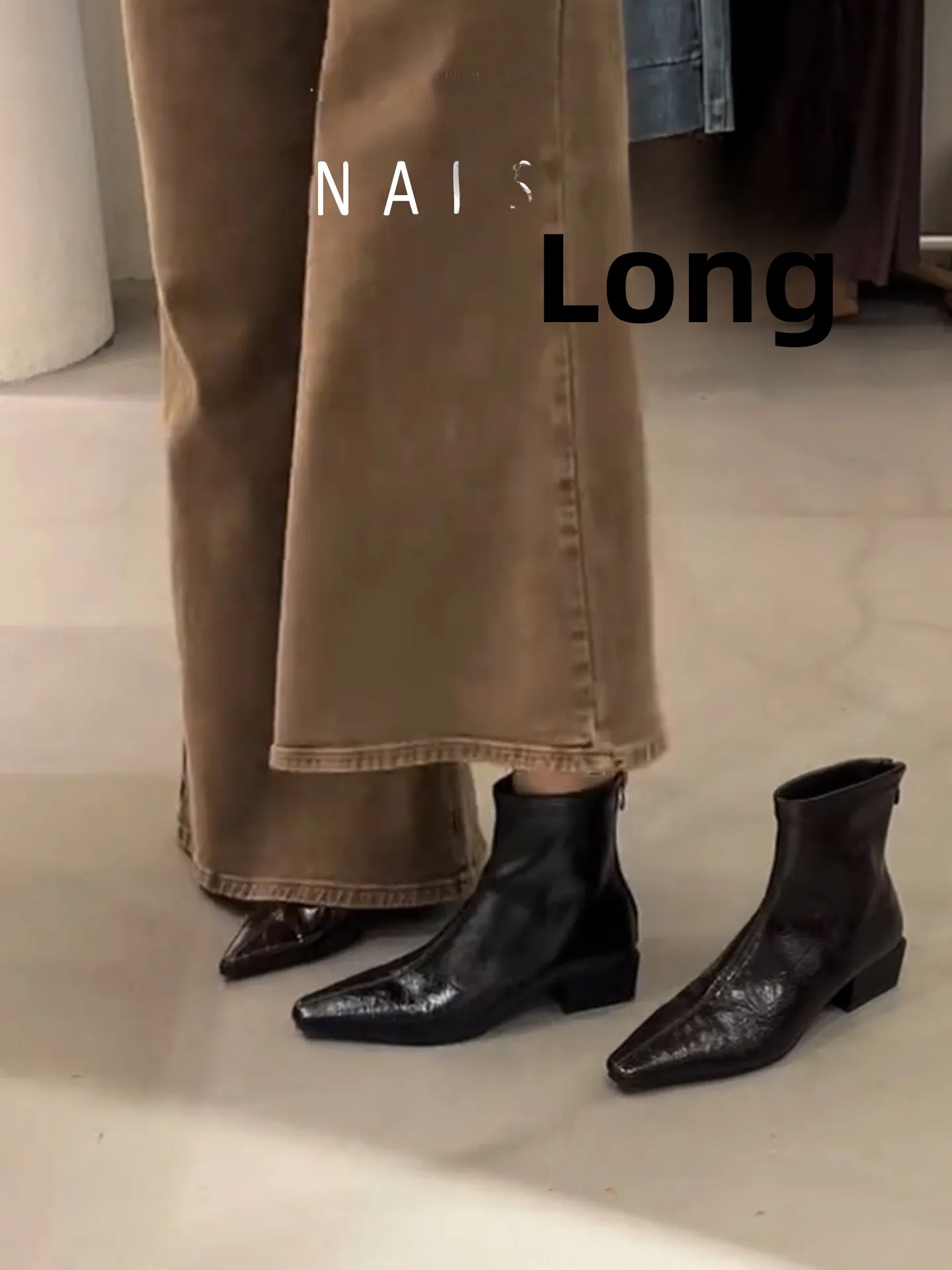 

Retro Leather Boots Women's Chelsea Boots with Zipper ort Boots Commuter Thi Heel arp Head Commuter Boots