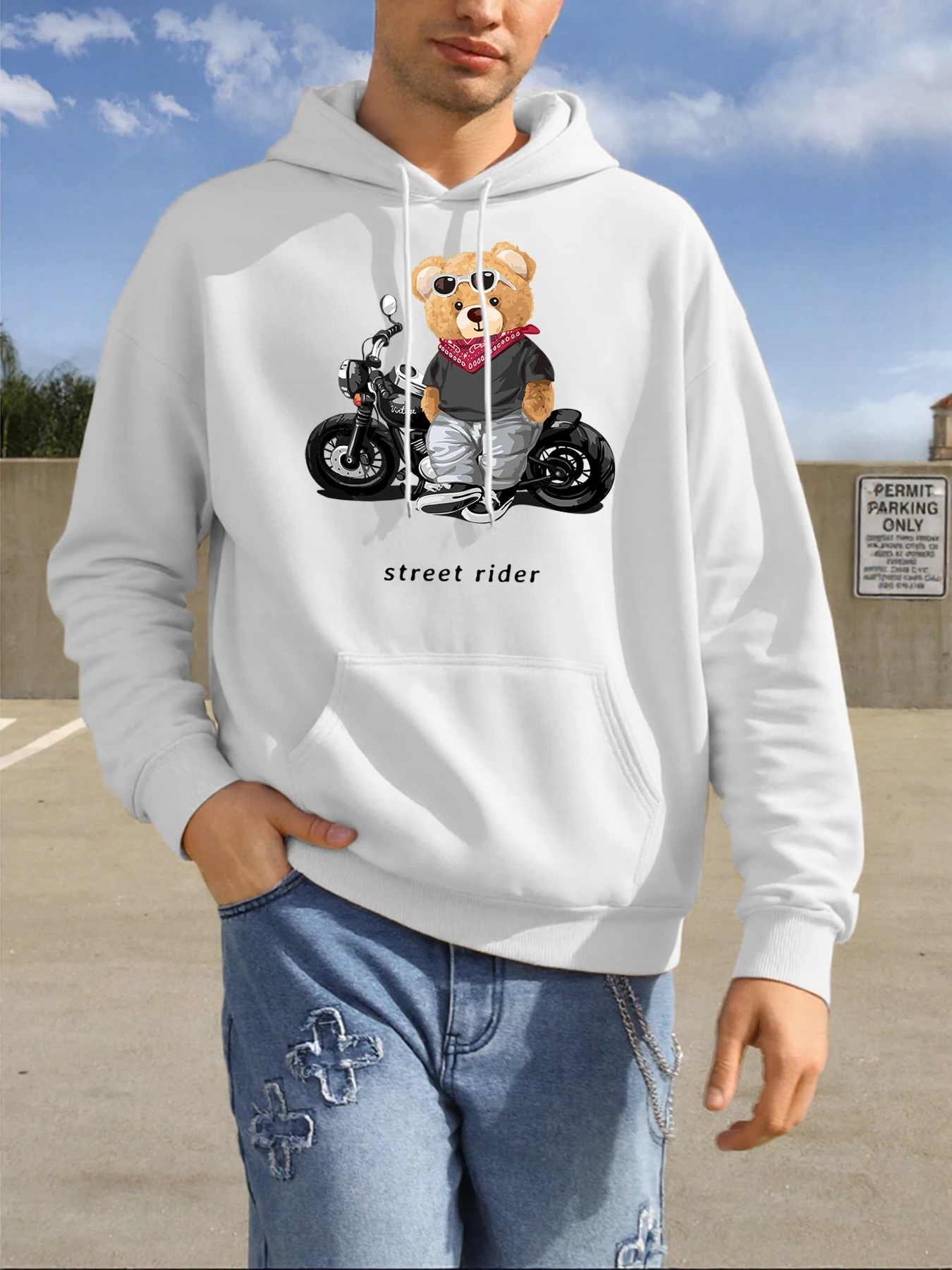 

Крутые мужские толстовки с дизайном медведя Street Rider Y2K Harajuku, спортивная одежда, модная флисовая толстовка с капюшоном, осенняя мягкая одежда, свободный повседневный топ