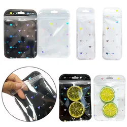 50Pcs Holographic Plastic Love Self-Sealing Laser Self-Sealing Bag Jewelry Packaging Gift Storage Bag Small Business Supplies