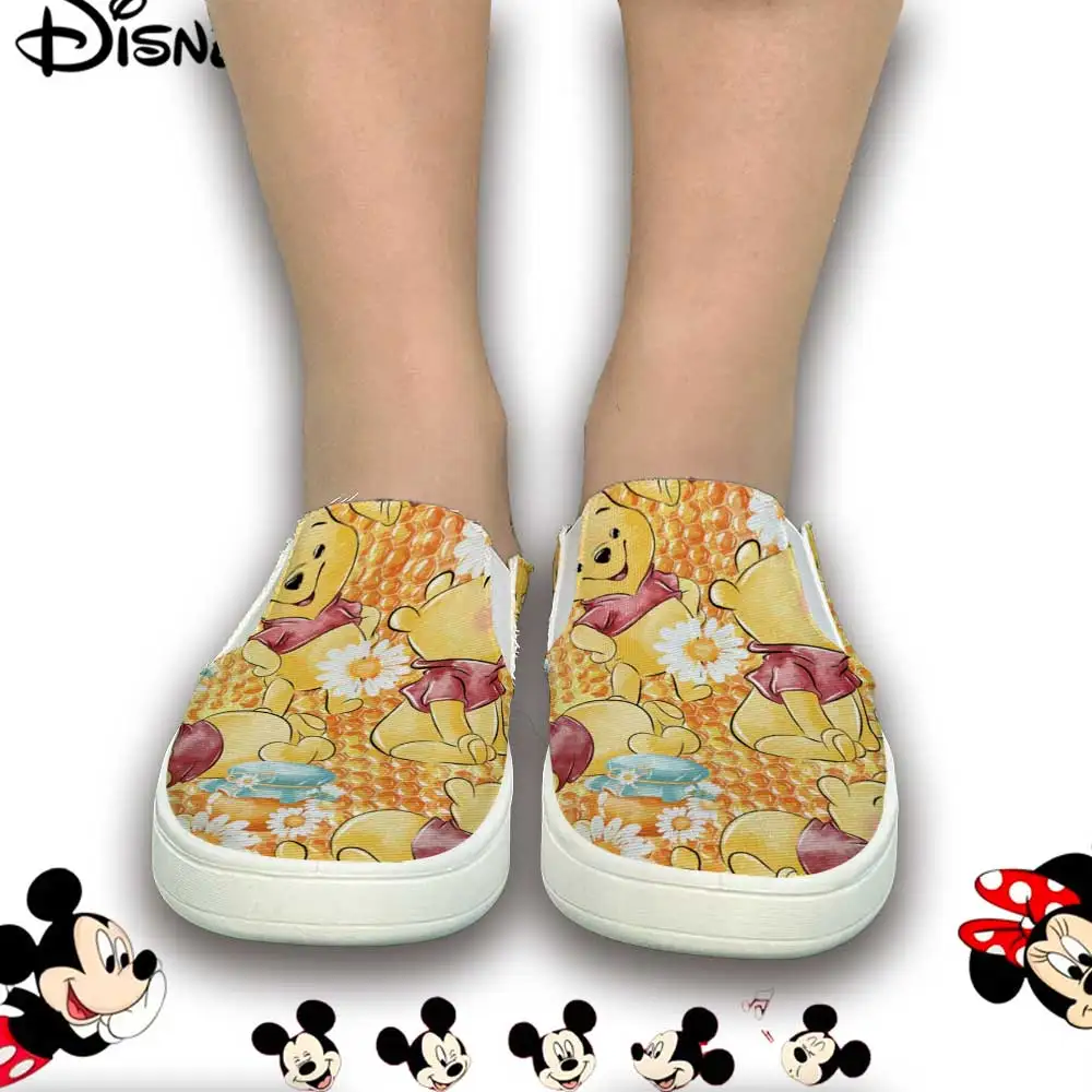 

Disney Winnie the Pooh Honeycomb Print Yellow Slip-On Sneakers – Comfortable Casual Shoes for Women