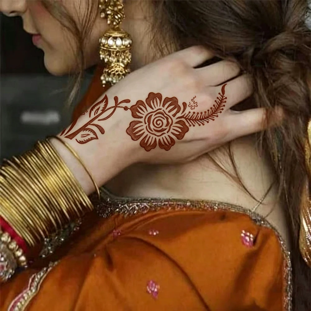 2pcs Flower Tattoo Stencils Henna Tattoo Template for Women Body Painting Mehndi Henna Stencil Hand Body Makeup Tools