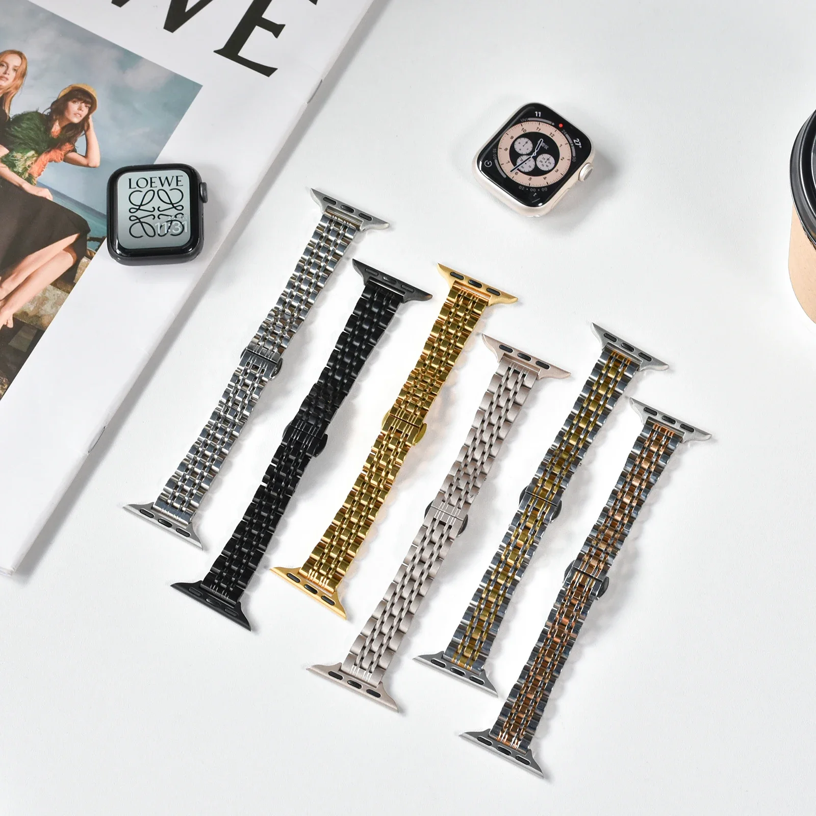 Bracciale da ragazza in metallo per cinturino Apple Watch 40mm 8 7 41mm/45mm 38mm 42mm 44 per cinturino in acciaio inossidabile di lusso iWatch starlight