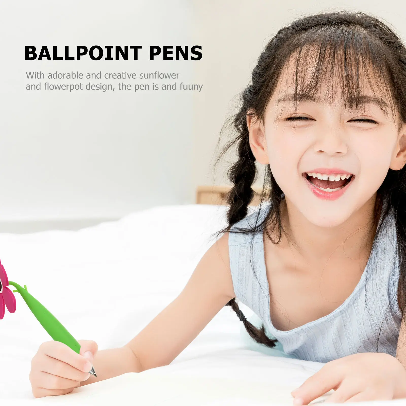 

4Pcs Creative Flowerpot Ballpoint Pens with Sunflower Print Non-Skid Grip Clear Writing Ideal for Students Daily Use School