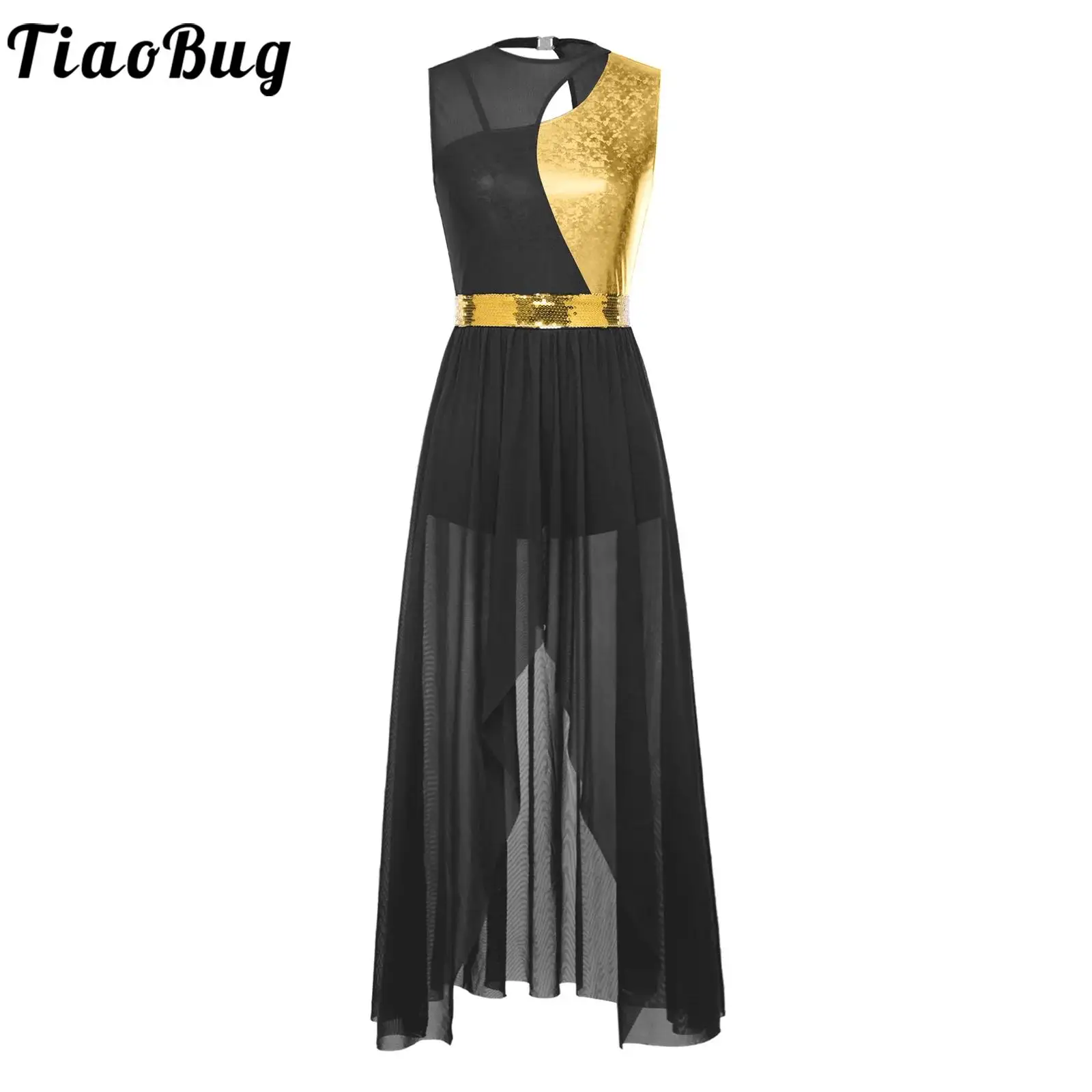 

Женское современное танцевальное платье без рукавов, металлический леотард с пэчворком и сетчатой юбкой, для литургических и лирических танцев
