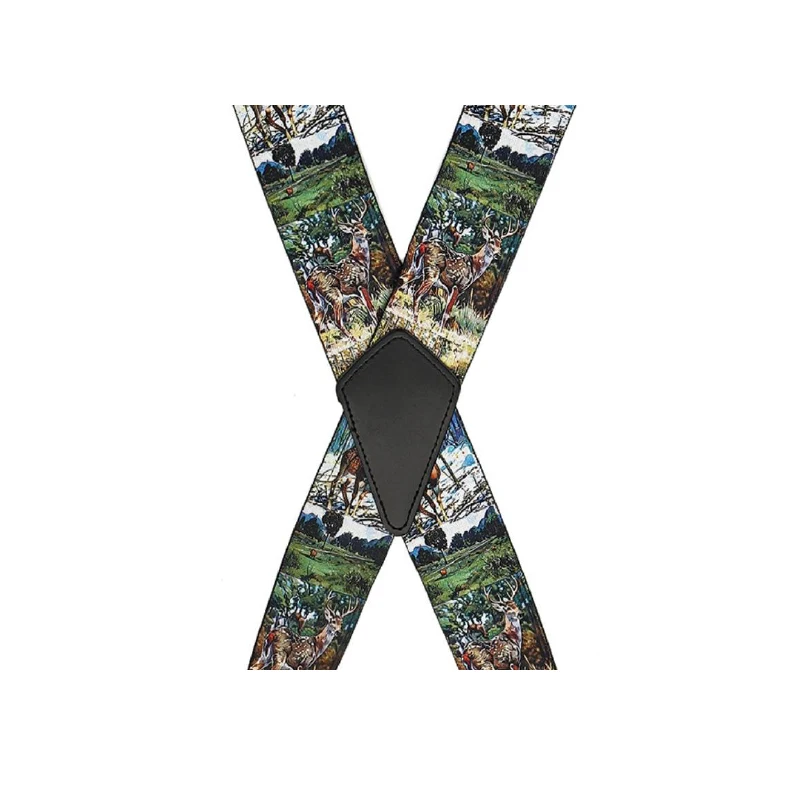 1.97インチ メンズ X型ニホンジカ柄 高弾性調節可能ストラップ