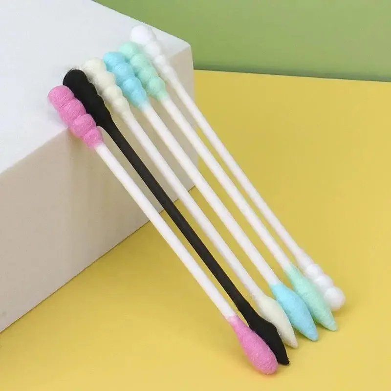 Bunte Einweg-Doppelkopf-Wattestäbchen für Haushalt, Ohrreinigung und Make-up-Anwendung