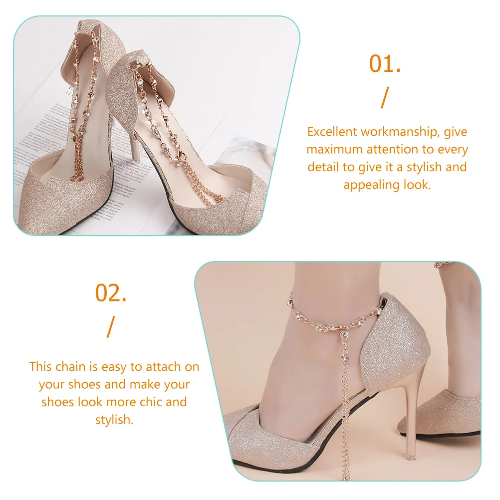 

4Pcs Rhinestones Shoe Chains Decoration for Heels S Alloy Women Crystal Boot Chains AntiLost Accessories Stylish Charm