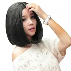 Solid Color Short Bob Wig With Bangs Synthetic Heat Resistant Wig Natural Straight Hair brazilian Human Hair Wigs Glueless Wig