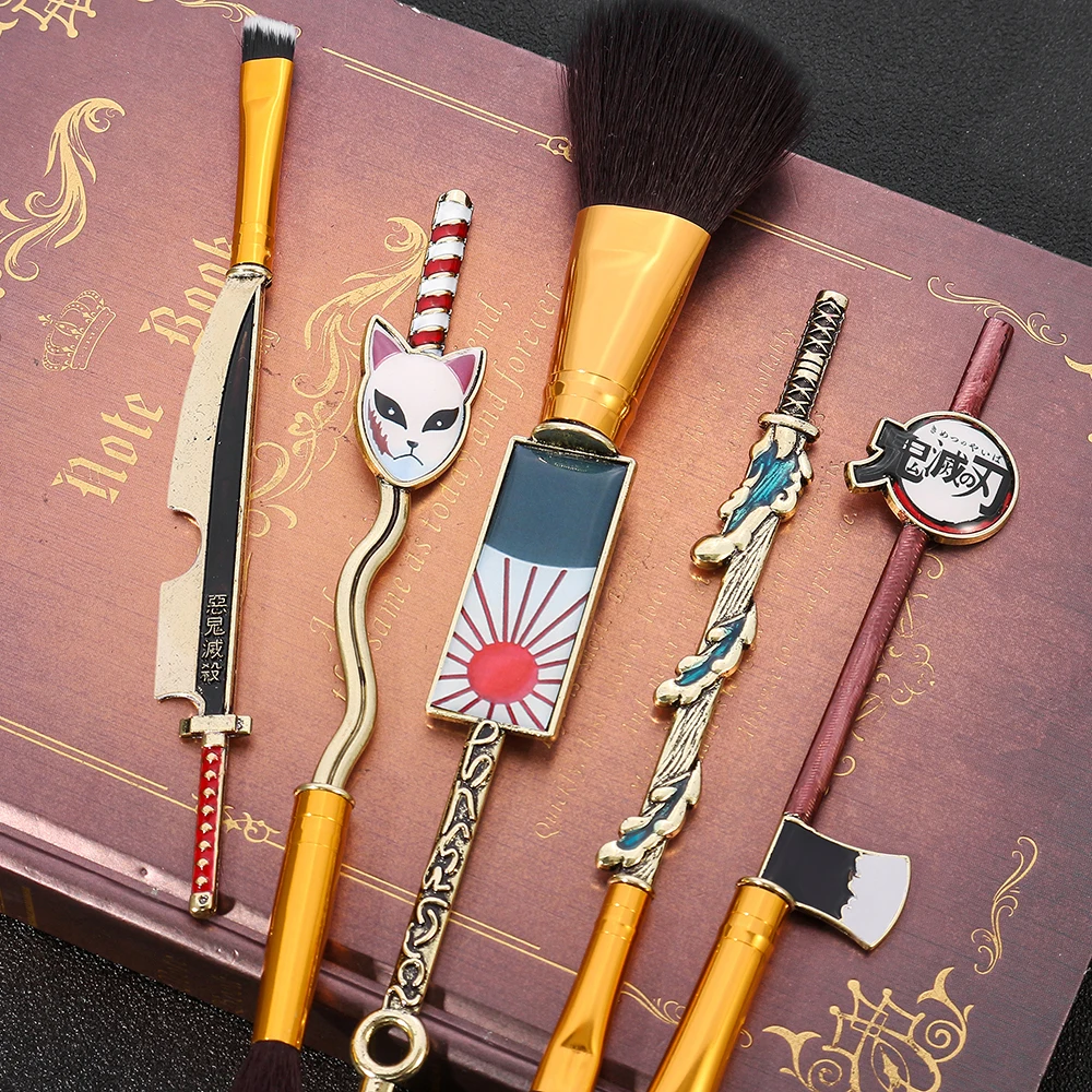 Anime Dämon Slayer Cosplay 5 stücke Make-Up Pinsel Set Gesicht Kosmetische Pulver Augenbrauen Lidschatten s Ornament Zubehör