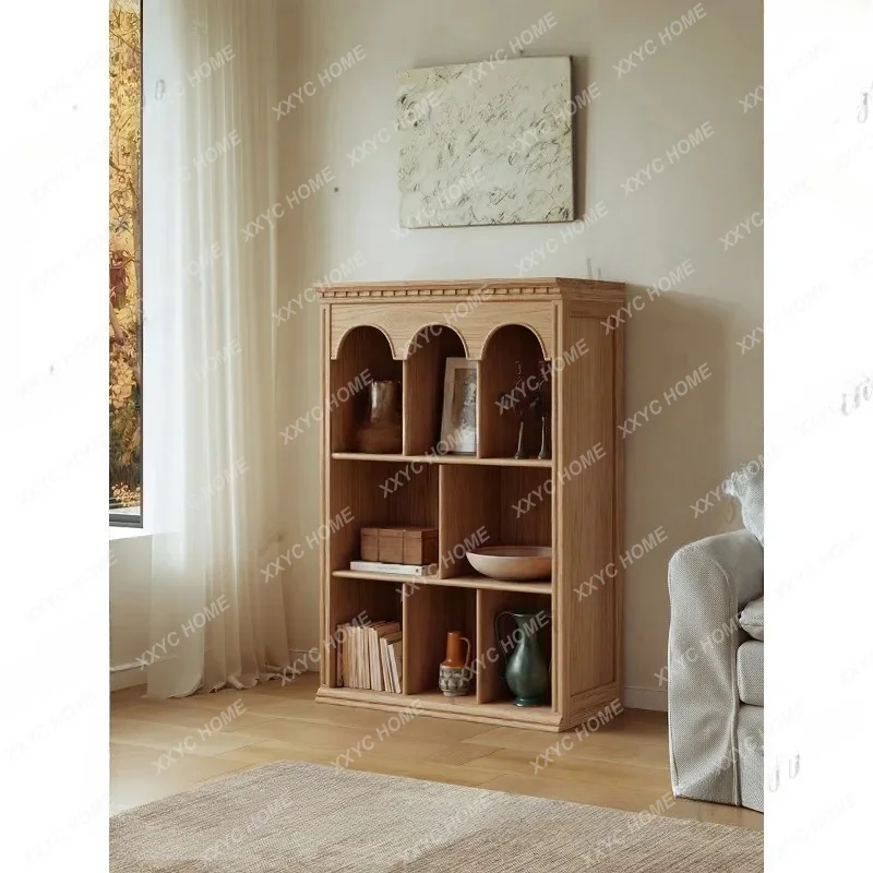 XXNew side cabinet solid wood  log medium and ancient style high-end living room wall bookcase