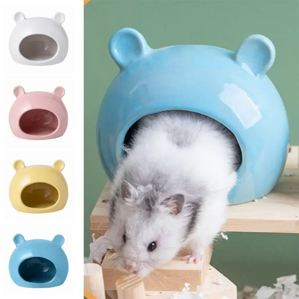 Creative Hamster Ceramic Nest Small Animals Ceramics Hut Triangle Ceramics Hamster House Cute Keep Cooling Hamster Hideout