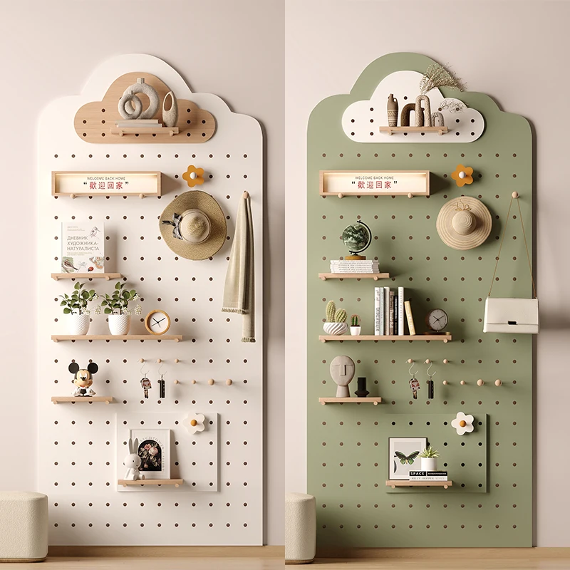 

Entrance hole board custom shelf wooden display storage wall cloud storage rack wall hanger