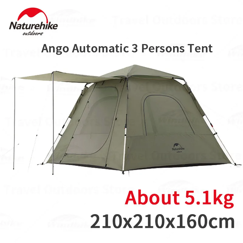 

Naturehike Ango наружная Автоматическая палатка 210T ветрозащитная 3-4 человек быстрая сборка 5-сторонняя Вентиляция с навесом Кемпинг портативный