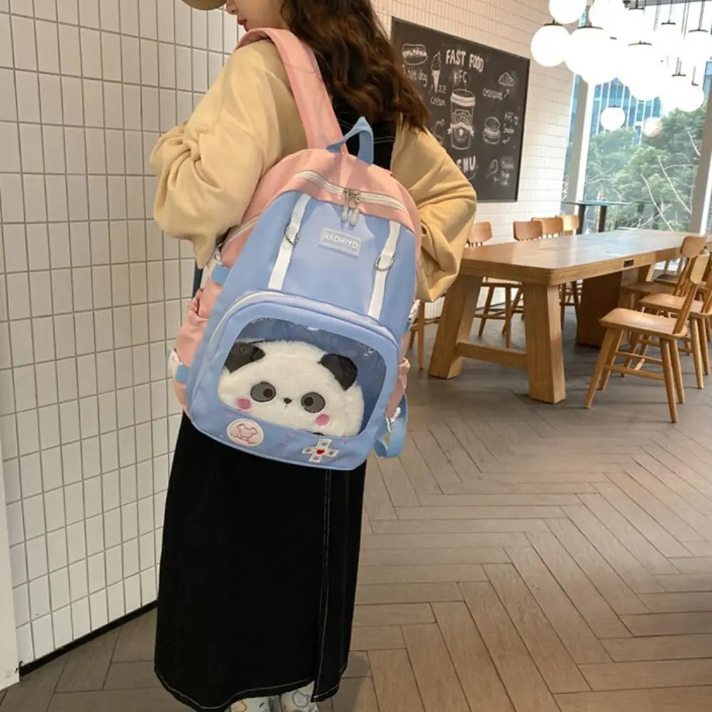 Large Capacity Transparent Students Backpack PVC Multi Pocket School Bag Fashion Casual Double Shoulder Bags College