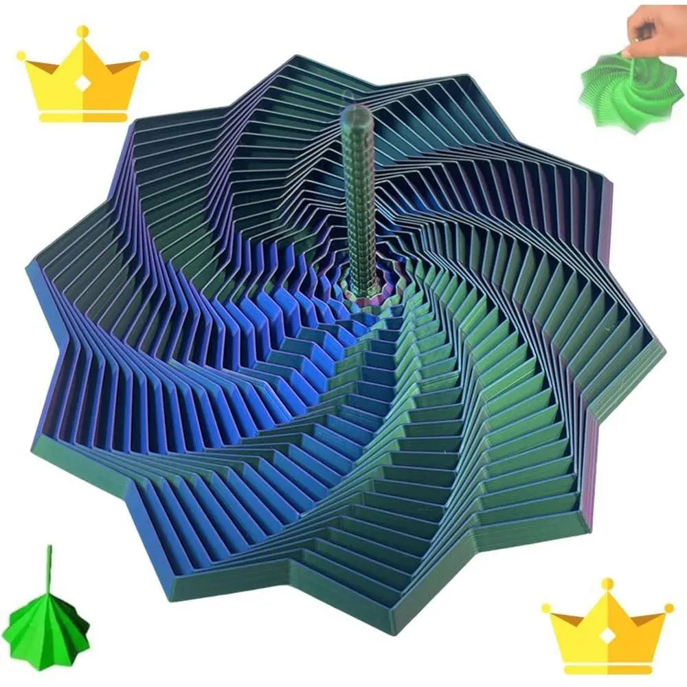 PLA uitgebreide zintuiglijke fidgetster met handvatten wervelende spiraal fidget speelgoed stressverlichting 3D-geprinte fractal fidget zeshoek