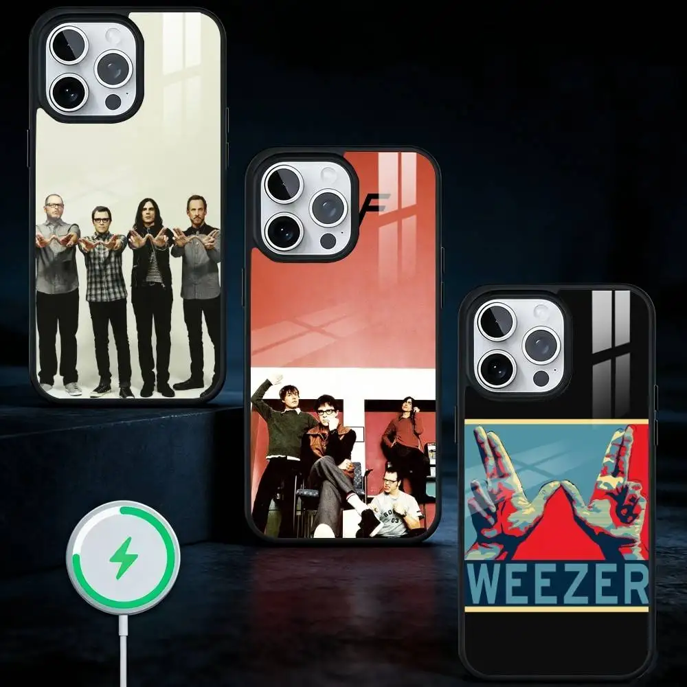 

W-Weezer Band Phone Case For iPhone17,16,15,14,13 Plus,Pro Max Magnetic For Magsafe Wireless Charging