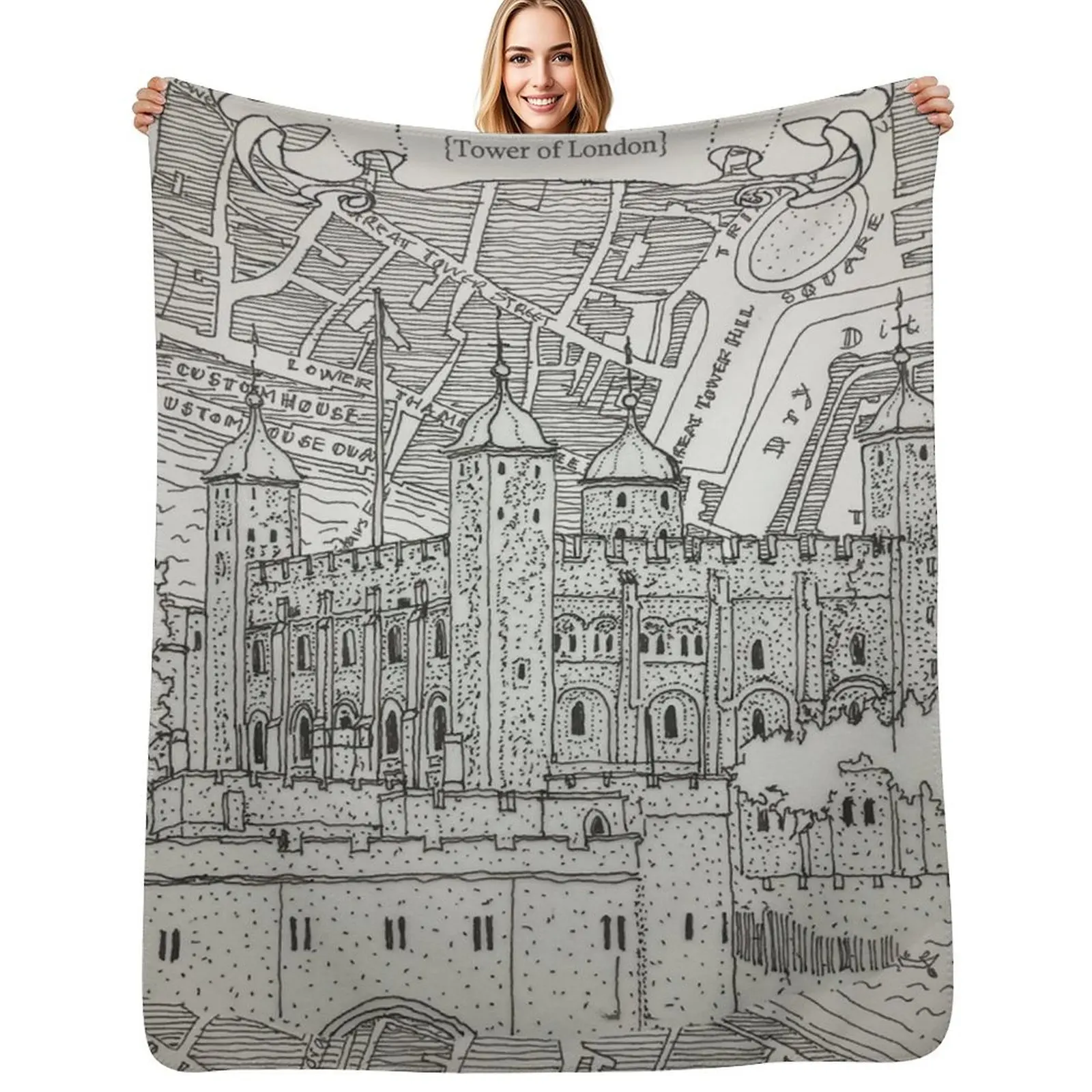 

TOWER OF LONDON Throw Blanket Retros Soft Beds blankets and throws Blanket