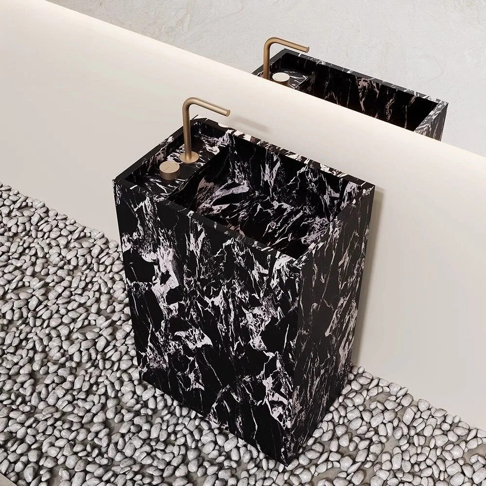 Any Size Custom Quick-drying Marble Sink Hydrophobic Treatment Waterproof Anti Stain Wear Resistant Busy Restroom Basin