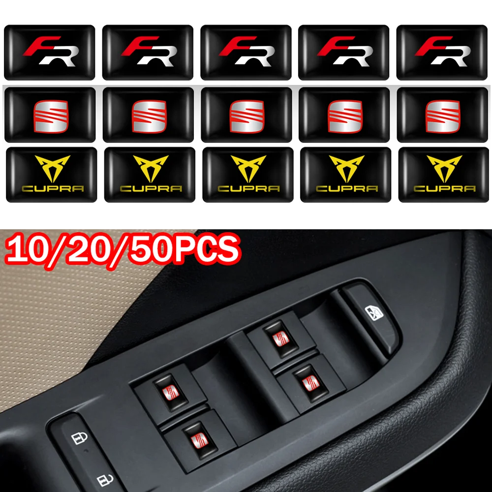 10/20/50 Uds. Pegatinas de resina epoxi para coche, accesorios para el interior del coche, para Seat Cupra Leon Ateca Mk1 Mk2 Ibiza Altea Arosa FR Toledo