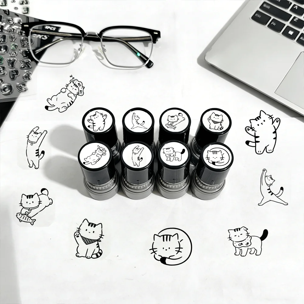 Cute cat self printed seal, Kawaii Kitty pattern, used for DIY diary scrapbook