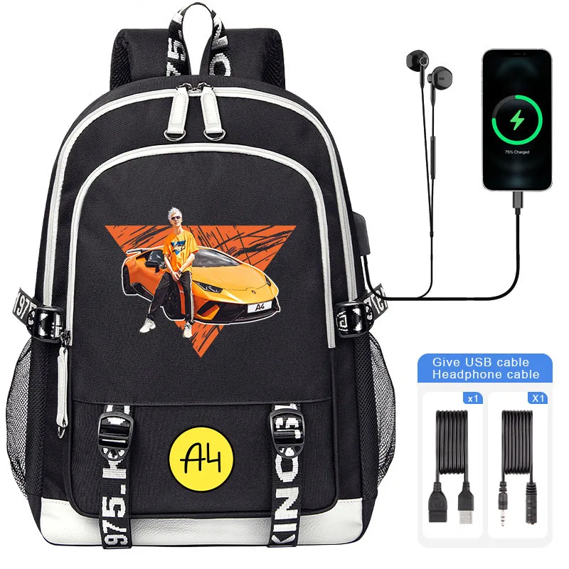 Fashion а4 мерч рюкзак USB Children Backpack Merch A4 Lamba Влад Бумага Girl Boy School Bags Men Women Travel Bag