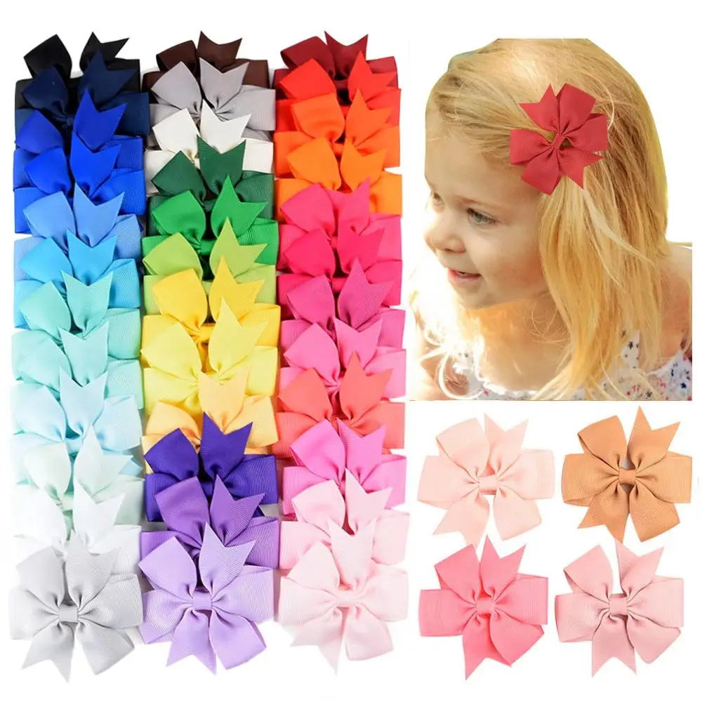 

1piece 2.44'' Colorful Ribbon Hair Bows With Clip For Baby Girls Mini Cute Hairpins Barrettes Headwear Kids Hair Accessories 324