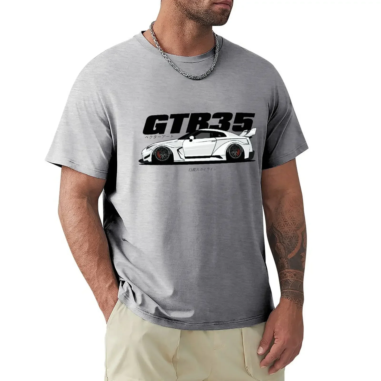 men clothing harajuku Skyline GTR R35 Jdm Japanese Car T Shirt Harajuku Short Sleeve T-shirt Cotton Graphics T Tops