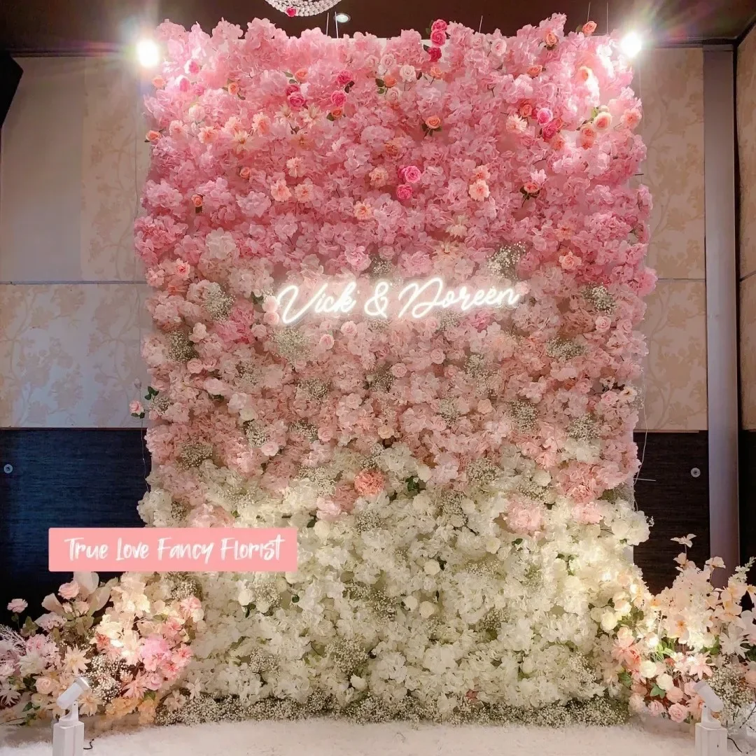 

Flower Wall Panel 3D Silk Rose Artificial Flower Wall Backdrop for Wedding Home Decor Background Store Party Photo Arrangement