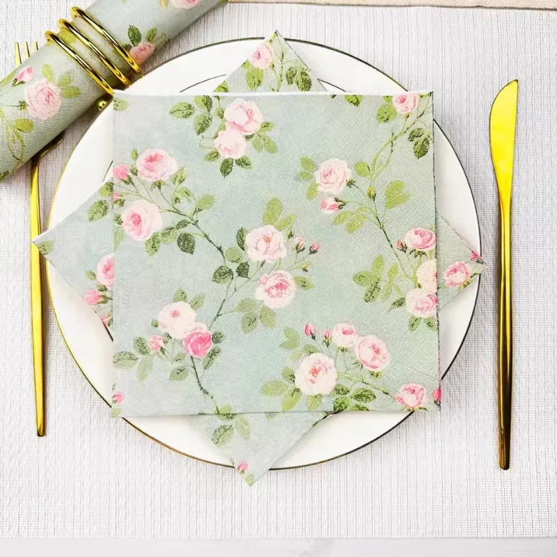 20/60Pcs Spring and Summer Flower Printed Napkins, Disposable 2 Layer Paper Napkins for Party Hotel Dinner Table DIY Decor