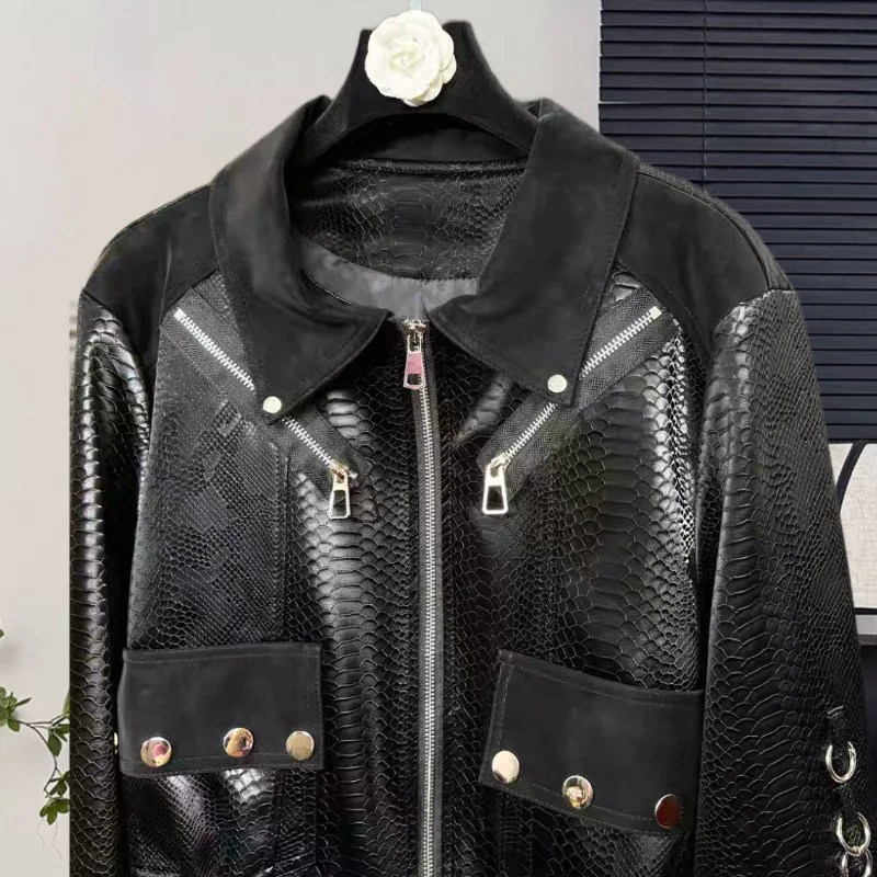 

Autumn Winter New Black Coat For Women, Unique Design, PU Leather Short Fashionable Street Style Top