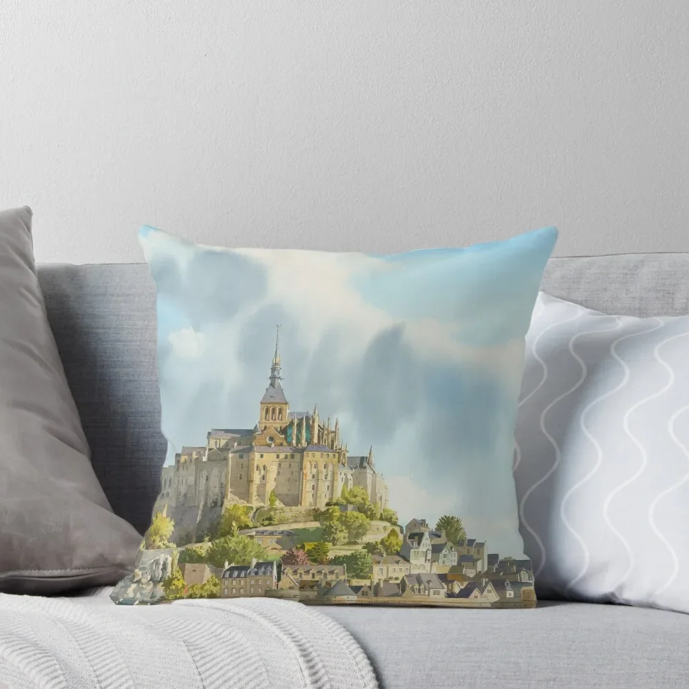 Mont-Saint-Michel Mount in Normandy, France Throw Pillow Pillow Case luxury throw pillow covers Couch Pillows