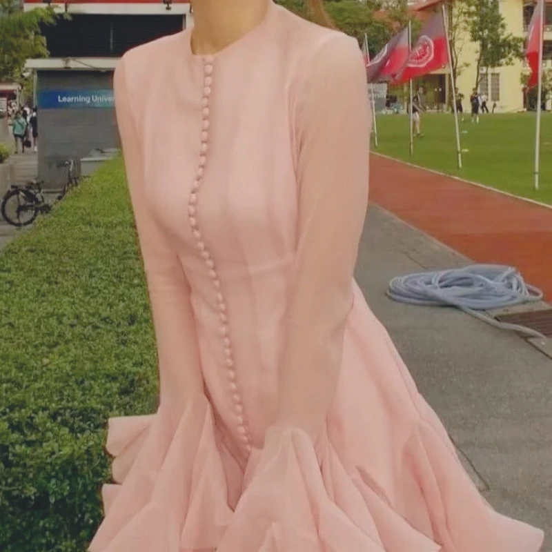 Gaun Pesta Manis Model Slim Fit Lengan Panjang Desain Niche untuk Usia 2025, Gaun Peri Bar Mitzvah Prancis, Bodystocking